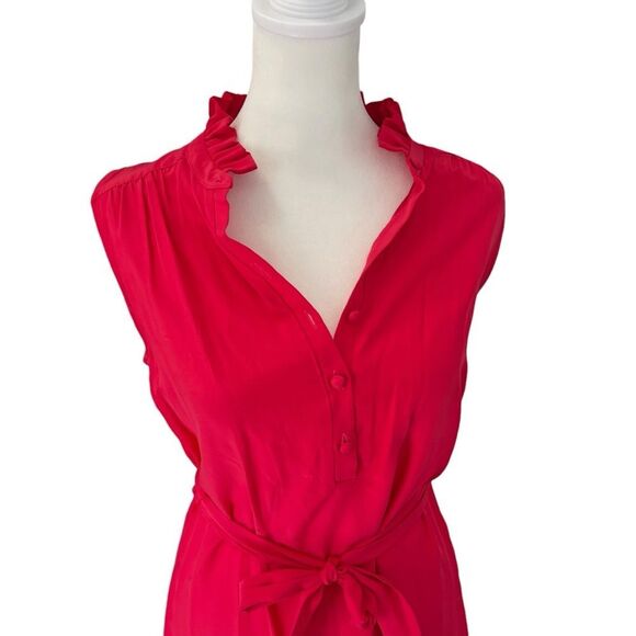 Amanda Uprichard 100% Silk Red Waist Tie Shirt Mini Dress Size Small - Picture 3 of 10